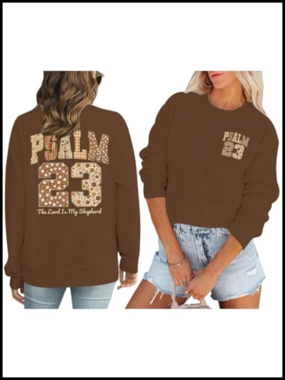 Christian Psalm 23 Sweatshirt Jesus Faith Graphic Pullover Cotton Blend